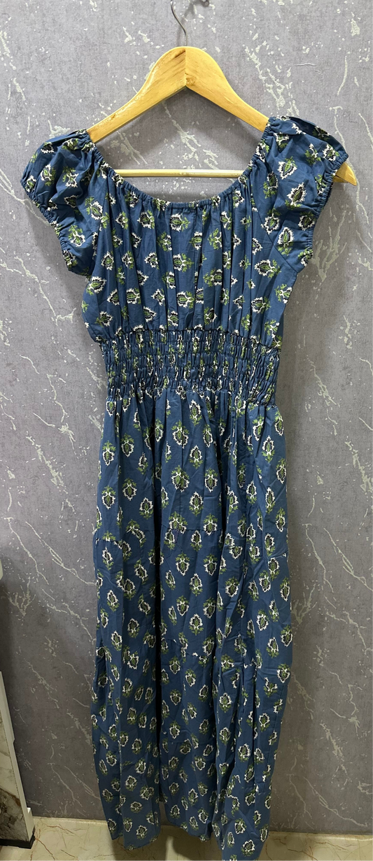 Blue Cotton Maxi Dress