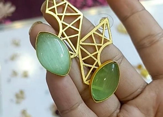 Green Stone Ear Rings