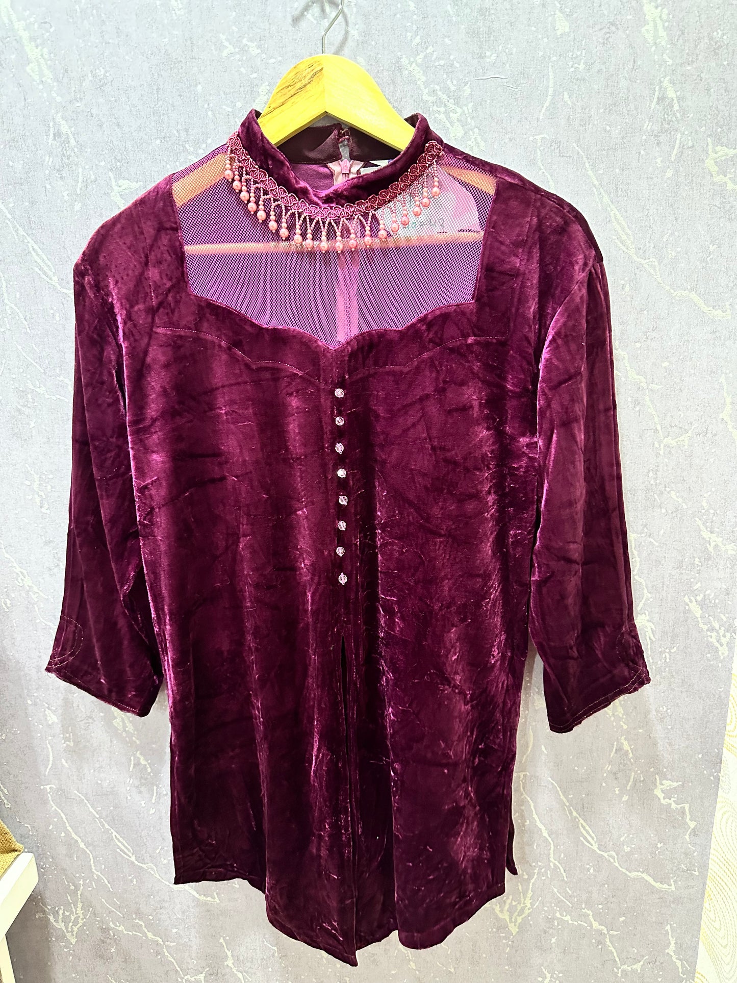 Maroon Velvet Party-wear Top