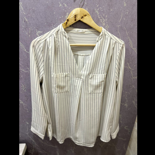 White Vertical Stripes Shirt