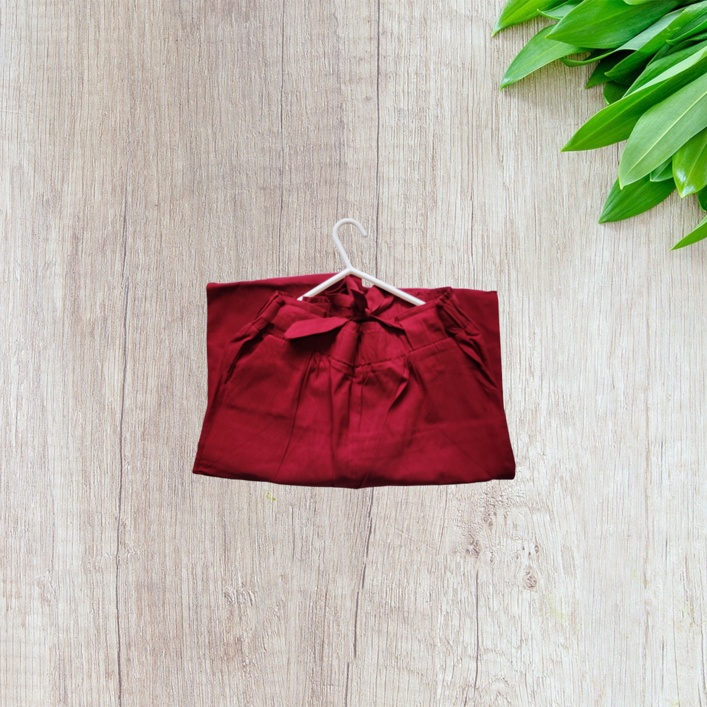 Red Cotton Lycra Pants