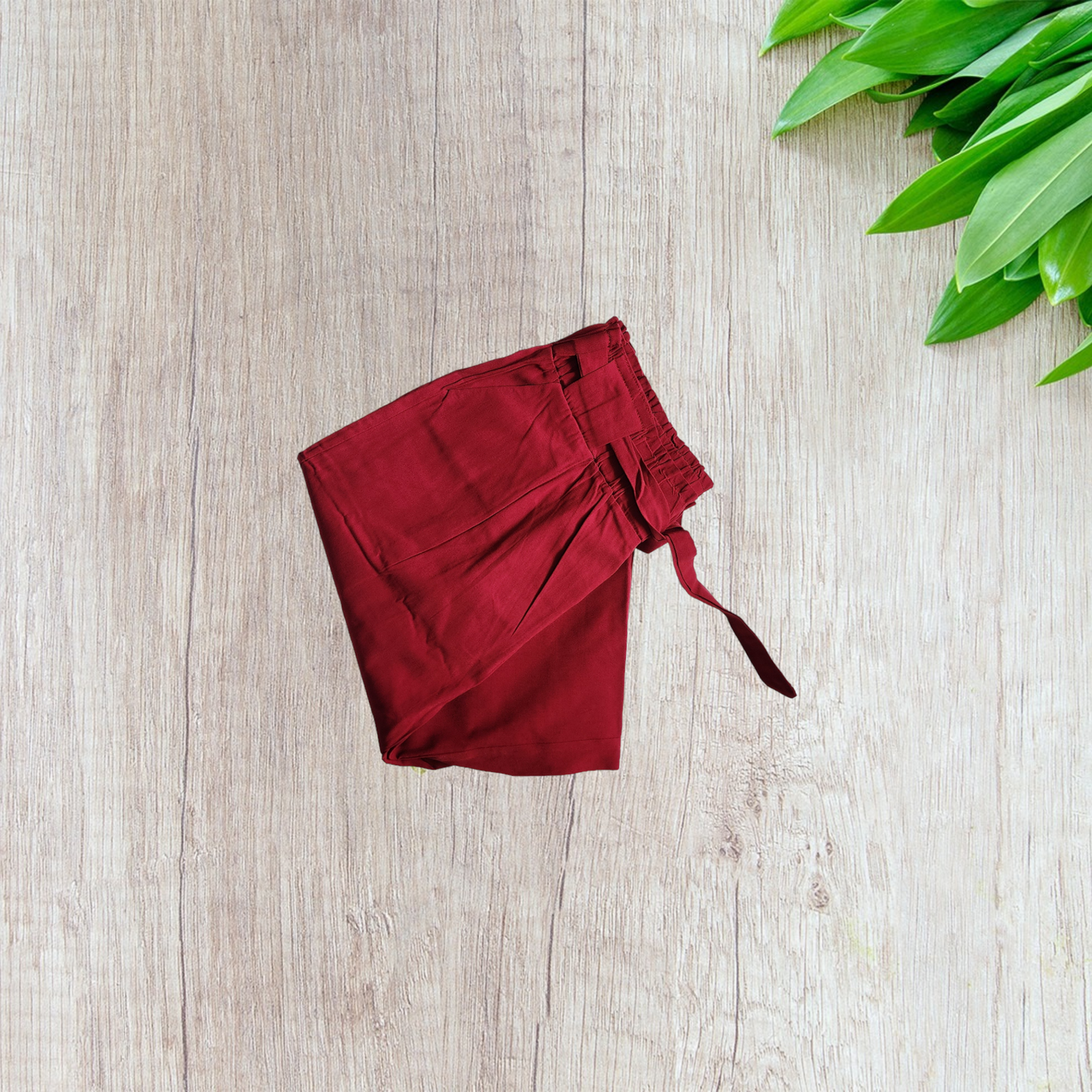Red Cotton Lycra Pants
